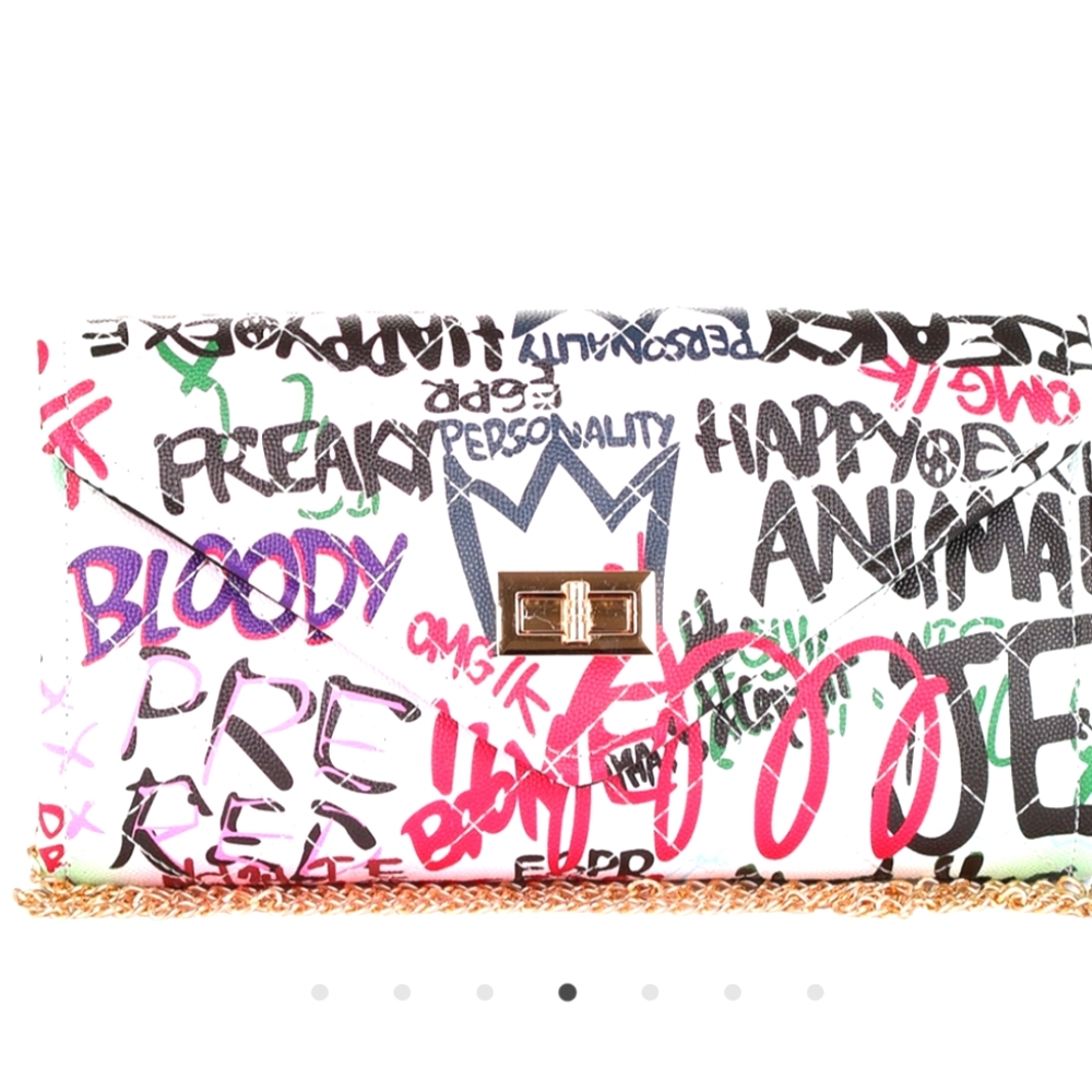 Multi Color Graffiti Clutch
